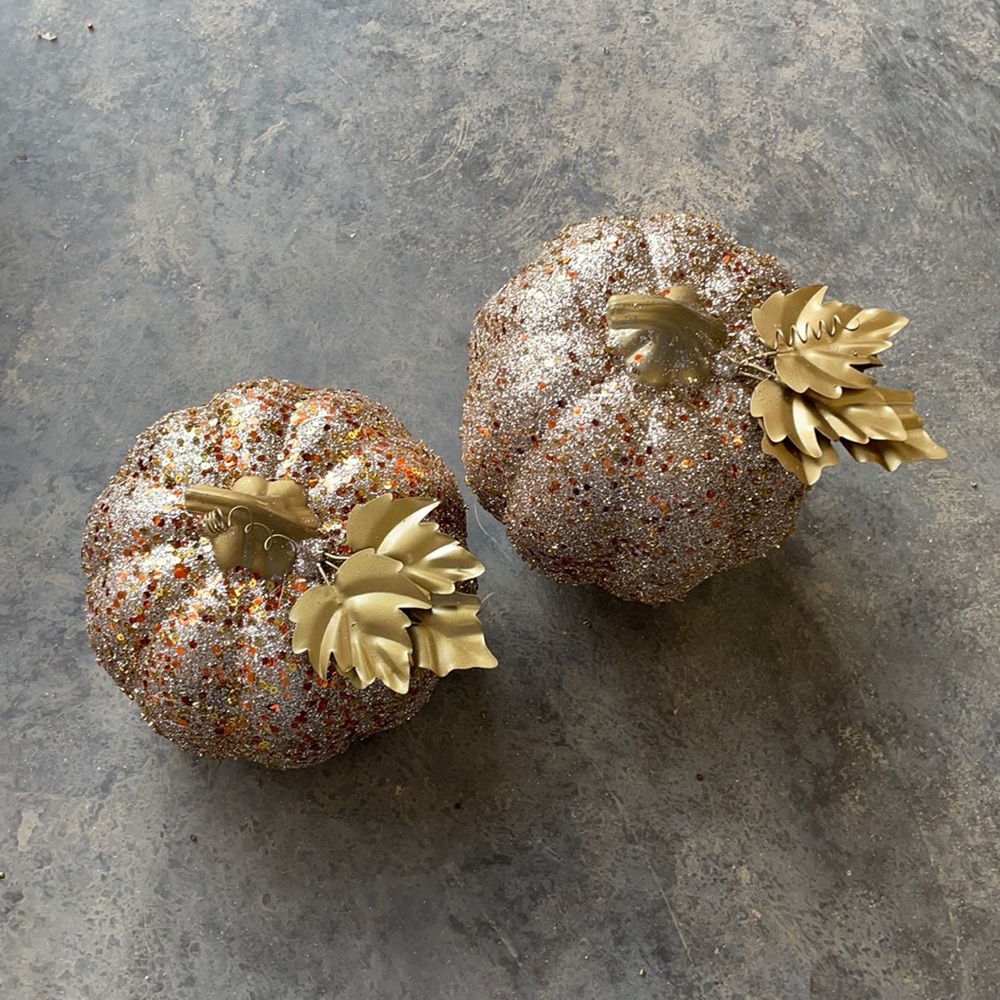 Home Reflections Glittered Polyresin Pumpkins